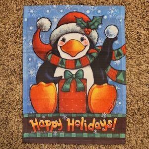 Festive Penguin Holiday Garden Flag